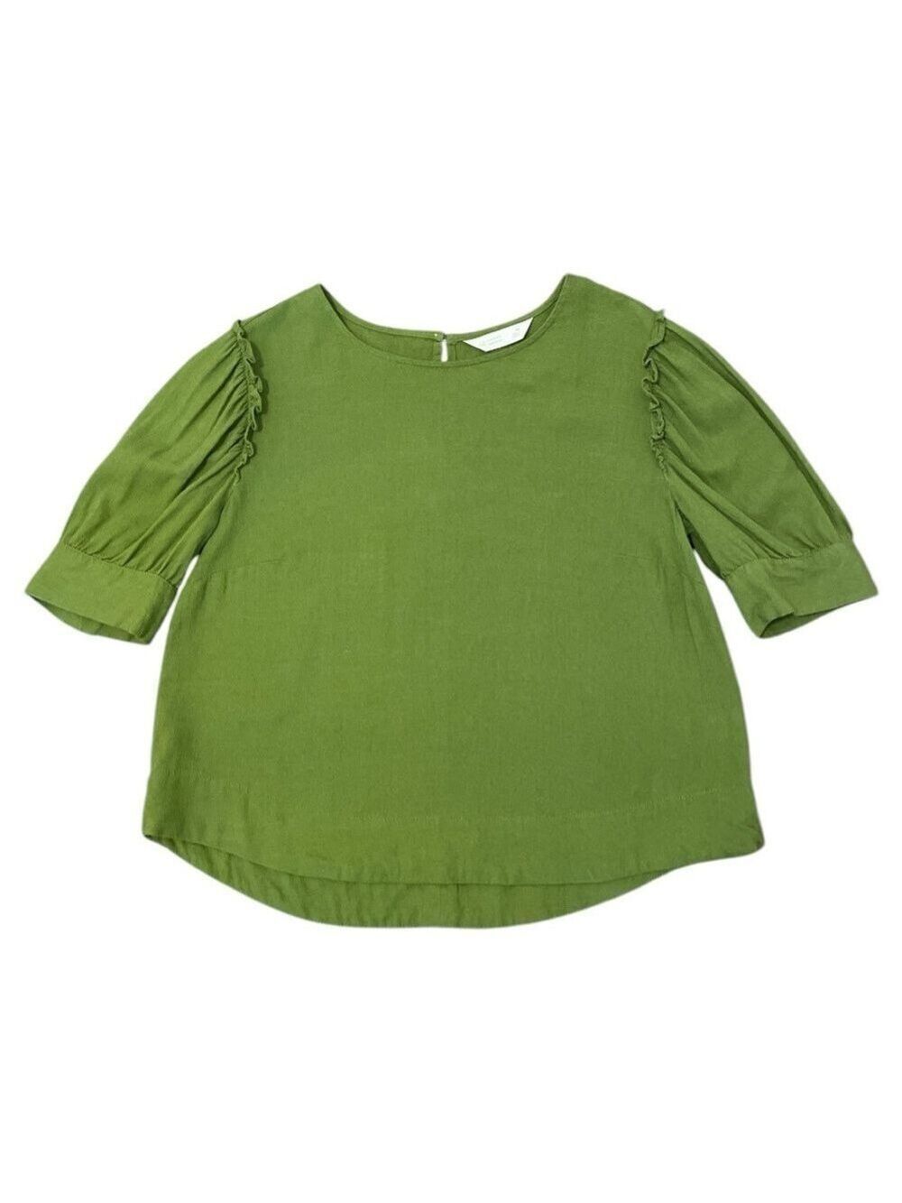 Lauren Conrad Puff Sleeve Popover Short Sleeve Top Size Medium - Picture 4 of 9